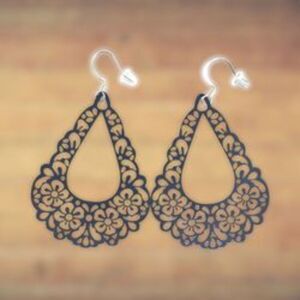 New Indio Jewelry Gray Enamel Metal Teardrop Earrings #2141